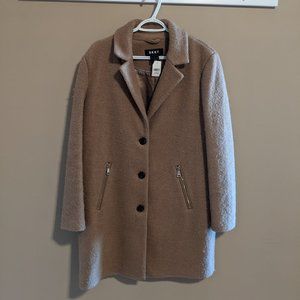 DKNY Beige Wool Boucle Coat - Size L
